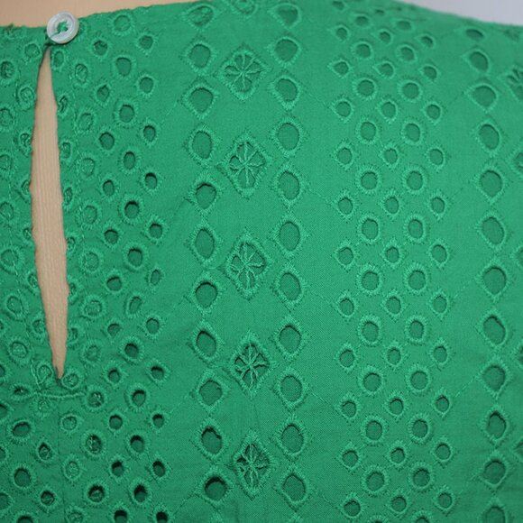 "5/$35" Beautiful Emerald Green Eyelet Puff-Sleeve Top From J. Crew - Picture 8 of 10